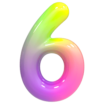 6 Number 3D, Color Gradient png