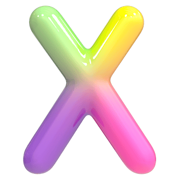 Font X 3D Rendering, Color Gradient png