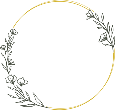 Round floral wreath frame with hand drawn flowers and leaves decoration png
