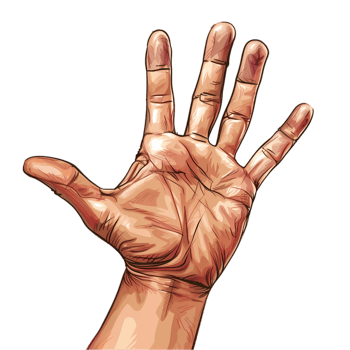Detailed Illustration of an Open Hand png
