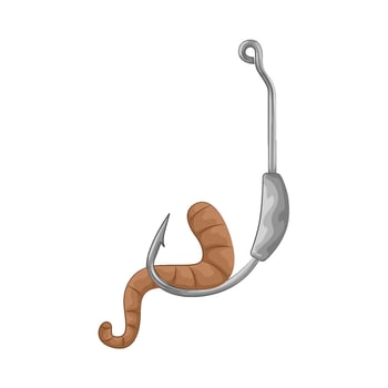 Illustration of fishing hook with worm vector
