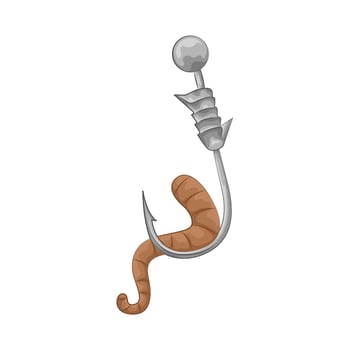 Illustration of fishing hook with worm vector