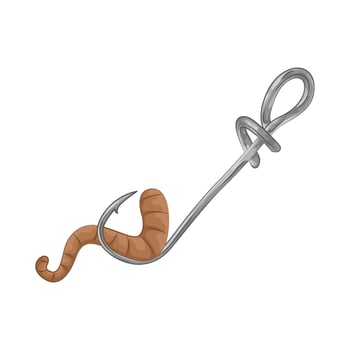 Illustration of fishing hook with worm vector