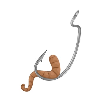 Illustration of fishing hook with worm vector