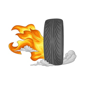 Illustration of burning tire vector