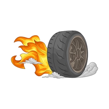 Illustration of burning tire vector