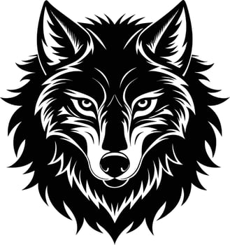 A black and white wolf head silhouette on a white background vector