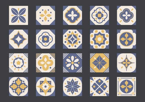 Tiles Square Pattern Element Set vector