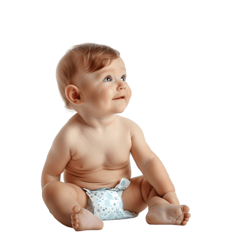 cute baby in Nappy on isolated transparent background png