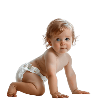 cute baby in Nappy on isolated transparent background png