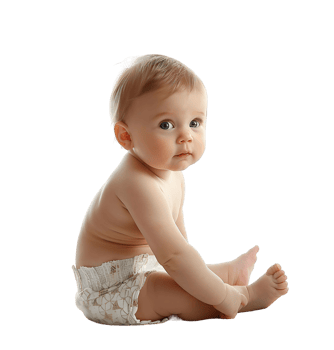 cute baby in Nappy on isolated transparent background png