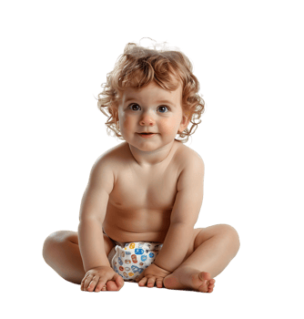 cute baby in Nappy on isolated transparent background png