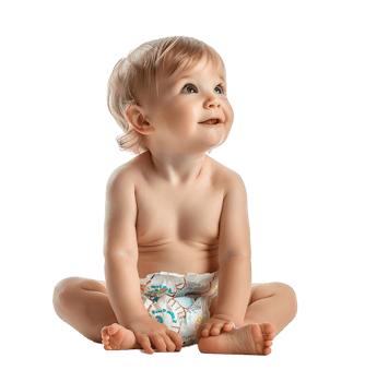cute baby in Nappy on isolated transparent background png