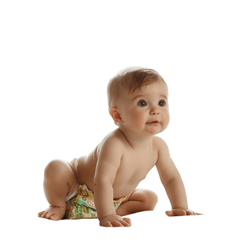 cute baby in Nappy on isolated transparent background png