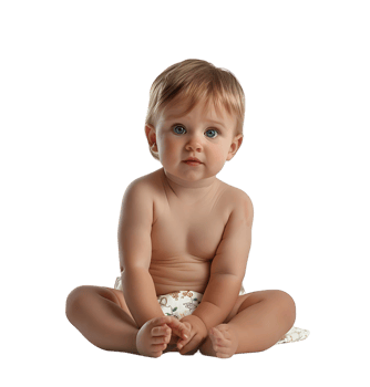 cute baby in Nappy on isolated transparent background png