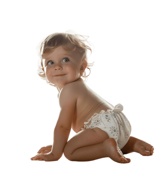 cute baby in Nappy on isolated transparent background png