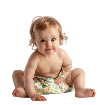 cute baby in Nappy on isolated transparent background png