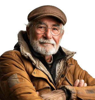 Confident Mature watchman on isolated transparent background png