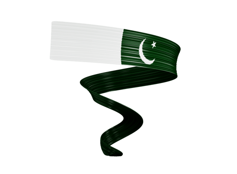 Waving ribbon or banner with flag of Pakistan. Template independence day 3d illustration png