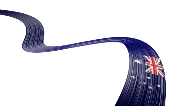Flag of Australia waving ribbons. 3d illustration png