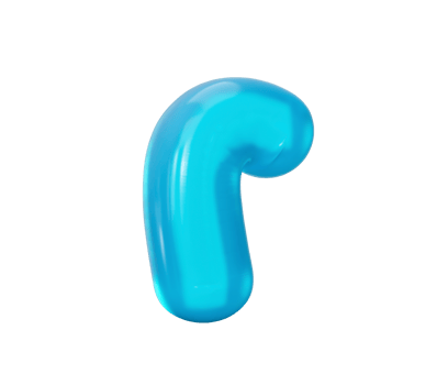 Letter r made of Aqua blue jelly liquid. 3d alphabet small letters 3d illustration png