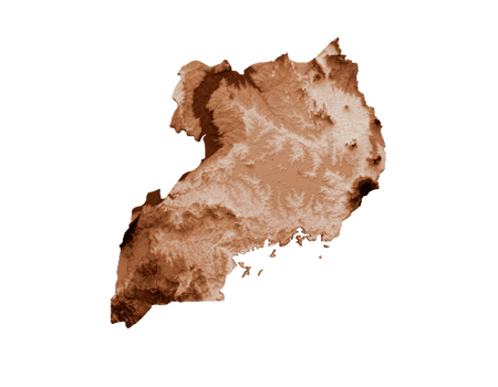 Map of Uganda in old style, brown graphics in a retro style Vintage Style. High detailed 3d illustration png
