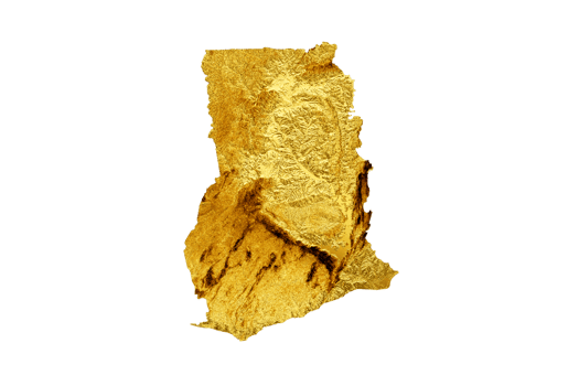 Ghana Map Golden metal Color Height map 3d illustration png
