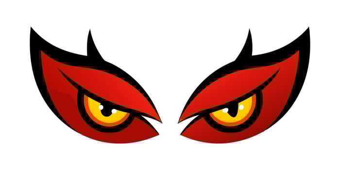Red and Black Cartoon Demonic Eyes Isolated on White Background. Concept of Demon Character Design, Striking Visual, Eye Illustration, Bold Graphic Style, Halloween, horror, devil vector