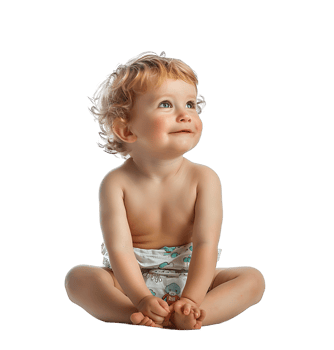 cute baby in Nappy on isolated transparent background png