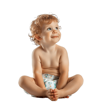 cute baby in Nappy on isolated transparent background png