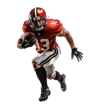 American Football player on isolated transparent background png