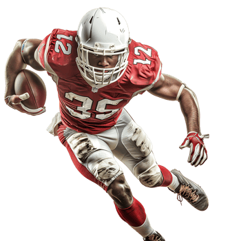 American Football player on isolated transparent background png