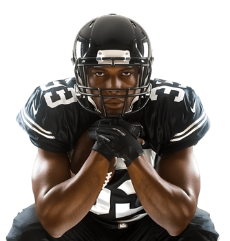 American Football player on isolated transparent background png