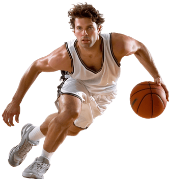 basketball player playing basketball on isolated transparent background png