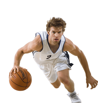 basketball player playing basketball on isolated transparent background png
