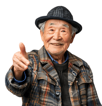 Korean old man gesturing on isolated transparent background png
