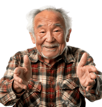Korean old man gesturing on isolated transparent background png