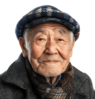 Korean old man gesturing on isolated transparent background png
