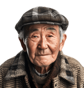 Korean old man gesturing on isolated transparent background png