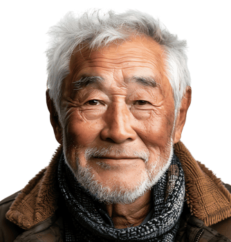 Korean old man gesturing on isolated transparent background png