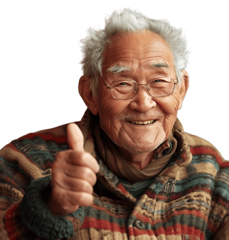 Korean old man gesturing on isolated transparent background png