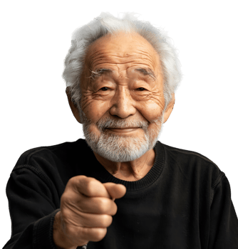Korean old man gesturing on isolated transparent background png