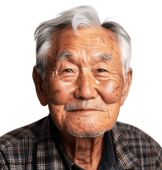 Korean old man gesturing on isolated transparent background png