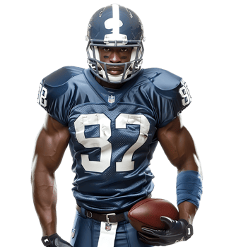 American Football player on isolated transparent background png