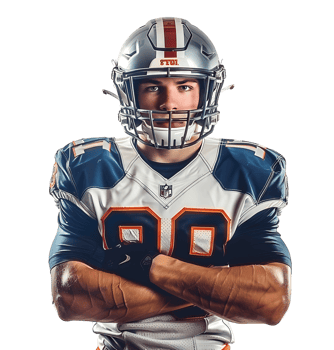 American Football player on isolated transparent background png