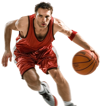 basketball player playing basketball on isolated transparent background png