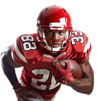 American Football player on isolated transparent background png