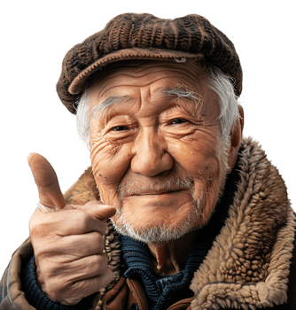 Korean old man gesturing on isolated transparent background png