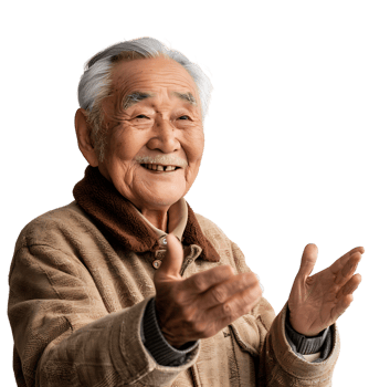 Korean old man gesturing on isolated transparent background png