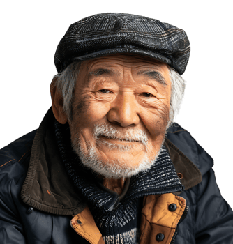 Korean old man gesturing on isolated transparent background png